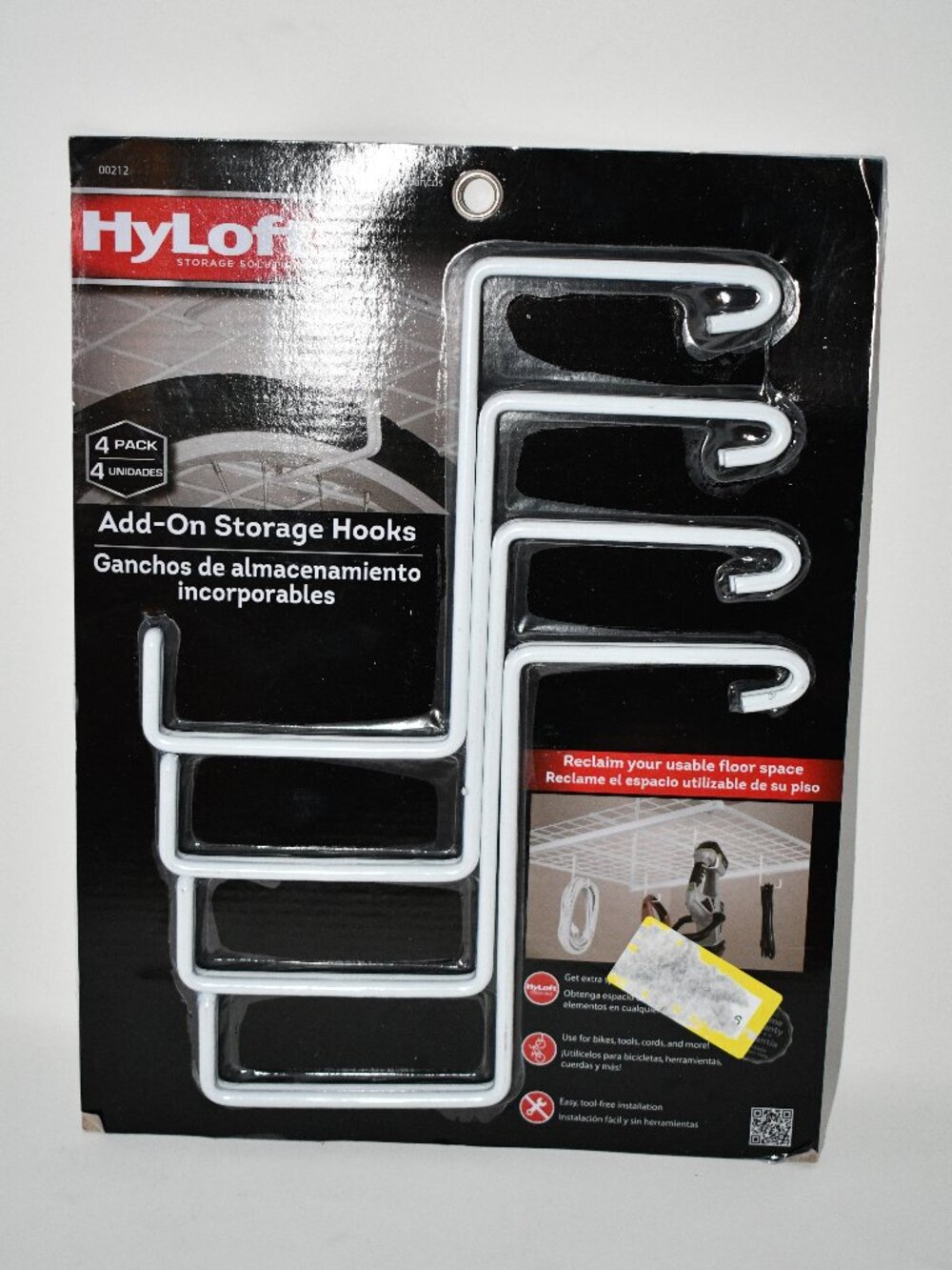 HyLoft 00212 Add-On Storage Hooks for Model 540 Ceiling Rack 4 Pack White  HyLof